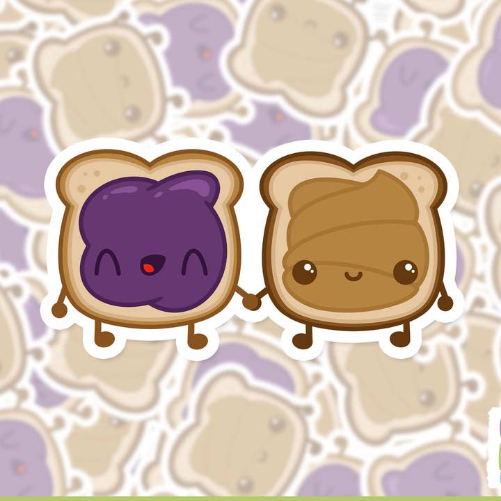 Peanut Butter And Jelly Sticker - Best Friends Sticker for wholesale by Whoa Newt Illustration