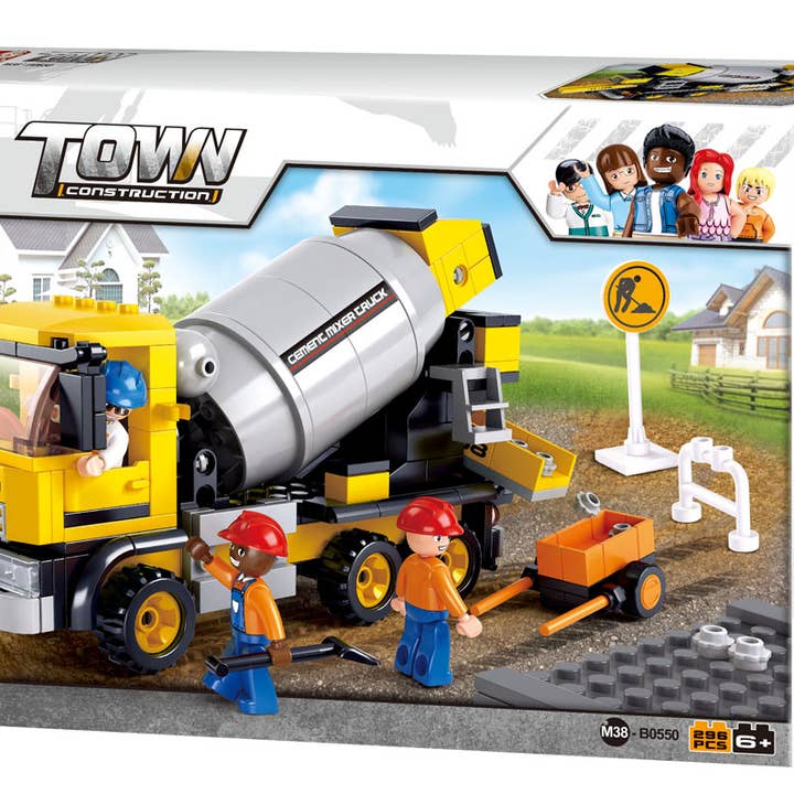 Texas Toy Distribution - Wholesale Building Set - Kids - Construction Cement Mixer Truck Building Brick Kit (296 Pcs)