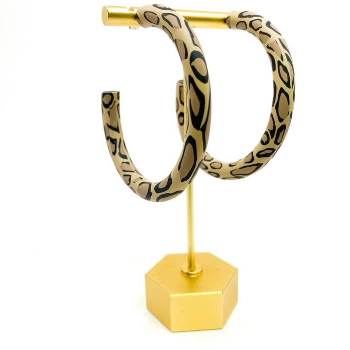 Hillside Studio - Wholesale Hoop Earrings - Becca Hoops - Leopard Print1