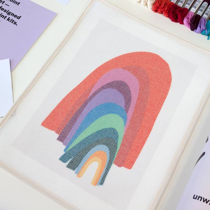 Unwind Studio - Wholesale Embroidery/Cross Stitch Supplies - From the Other Side Rainbow Needlepoint Kit | DIY Embroidery