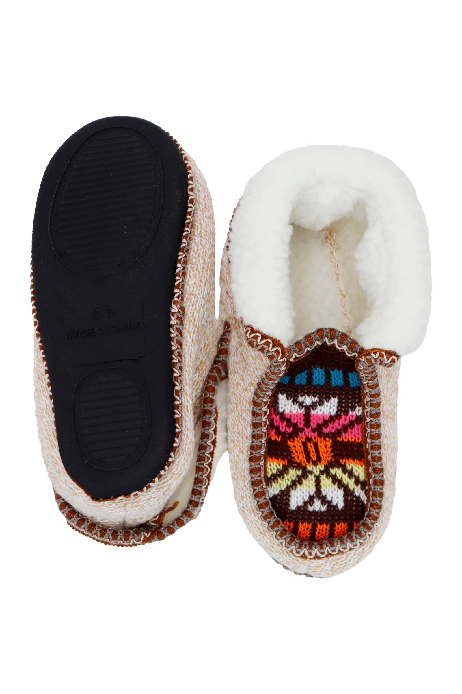 ASSORTED Boho Multi-tribal Shearling Lined Moccasin Slippers for wholesale on Faire3