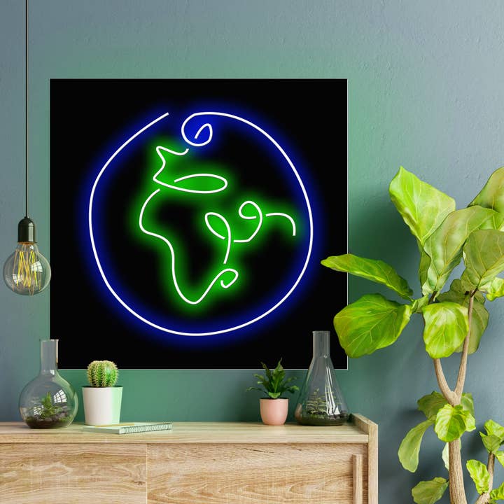 LED Neon Sign EARTH with remote control for wholesale by Mad About Neon