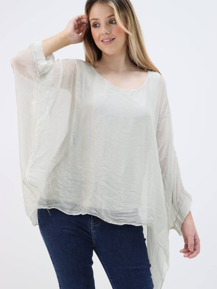 Italian Plain Batwing Silk Tunic Top for wholesale by Miss Bold