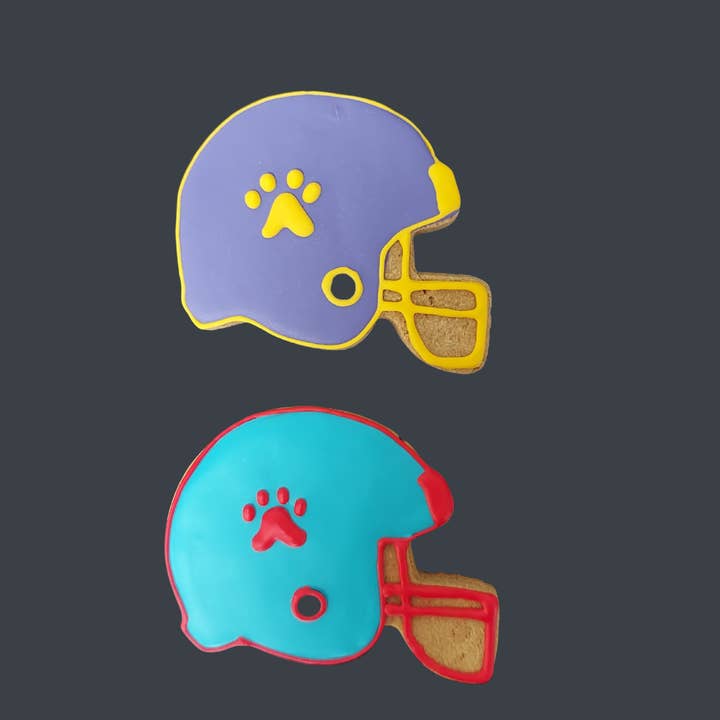 Football Helmet Dog Cookie for wholesale by P.S. Paws Pet Bakery