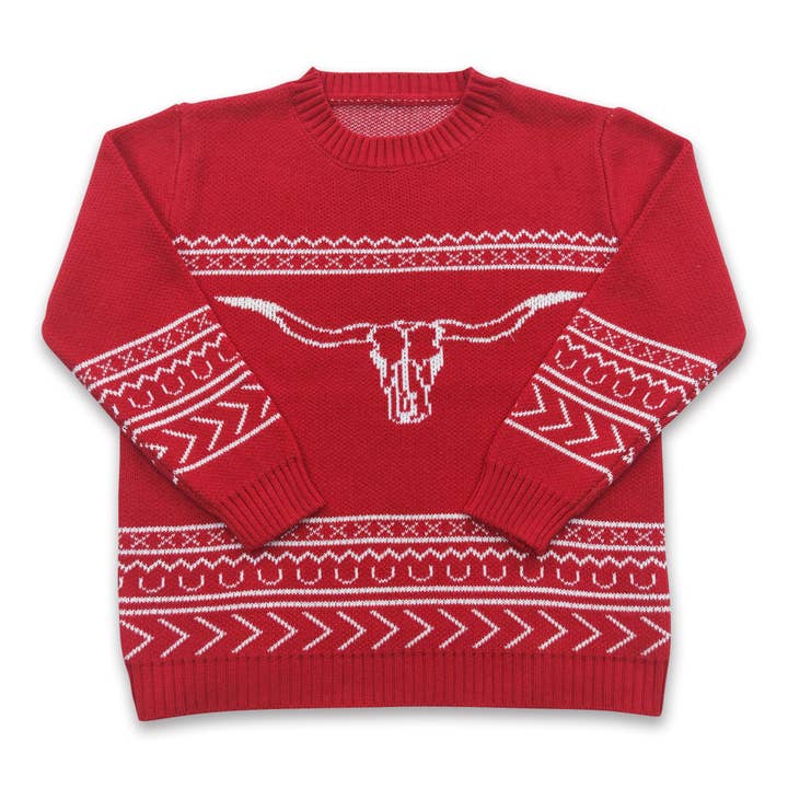 Red bull skull aztec cow baby kids sweater for wholesale by Yawoo Garments