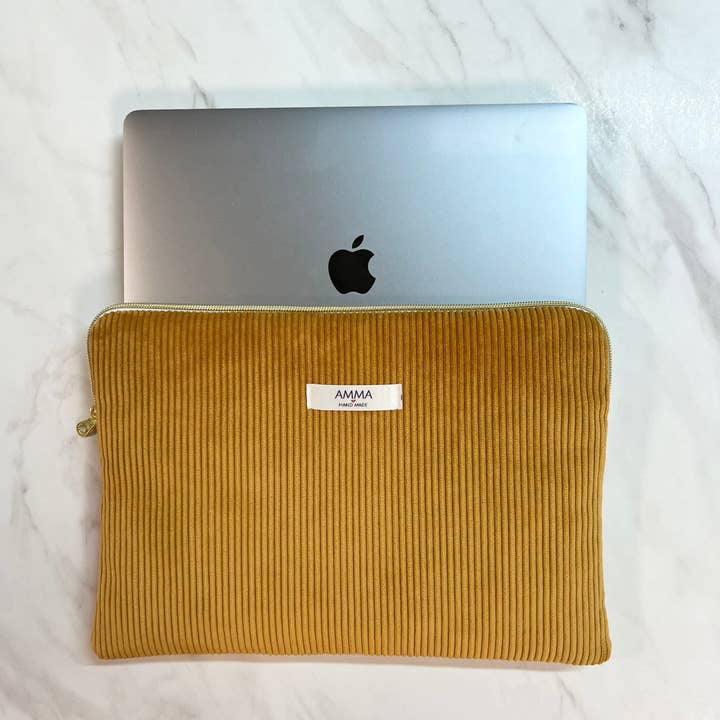 AMMA - Wholesale Laptop/Tablet Case - Women's - Corduroy laptop case - Mustard
