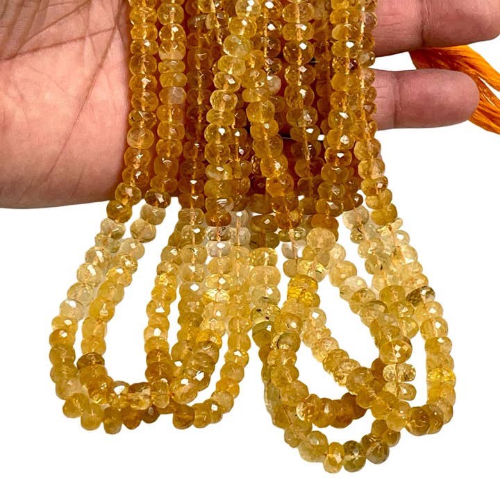 18" Lange 8mm Gefacetteerde Gele Citrien Edelsteen Rondelle Kralen voor wholesale door TRIVENI USA INC