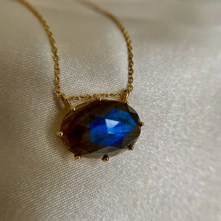 Erin | Labradorite Necklace in Gold Vermeil for wholesale by Thimble Rose