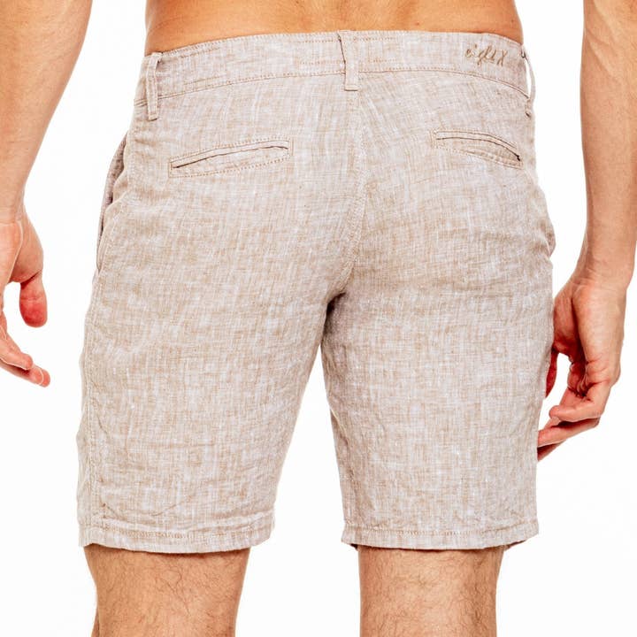 Linen Slim Fit Shorts - Beige for wholesale on Faire