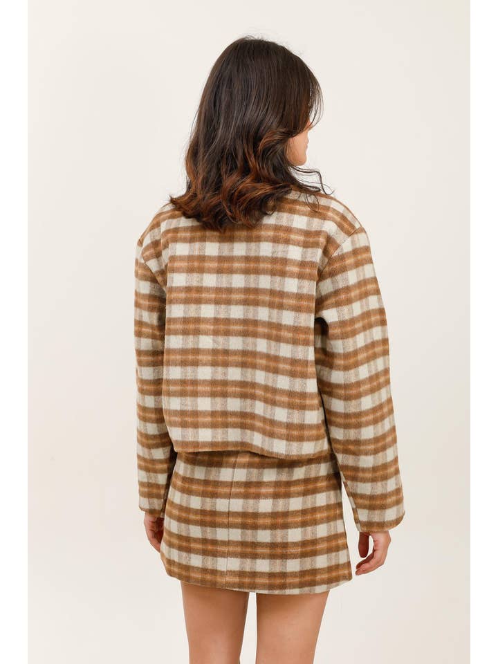 Beige 5887 CHECKED JACKET for wholesale on Faire3