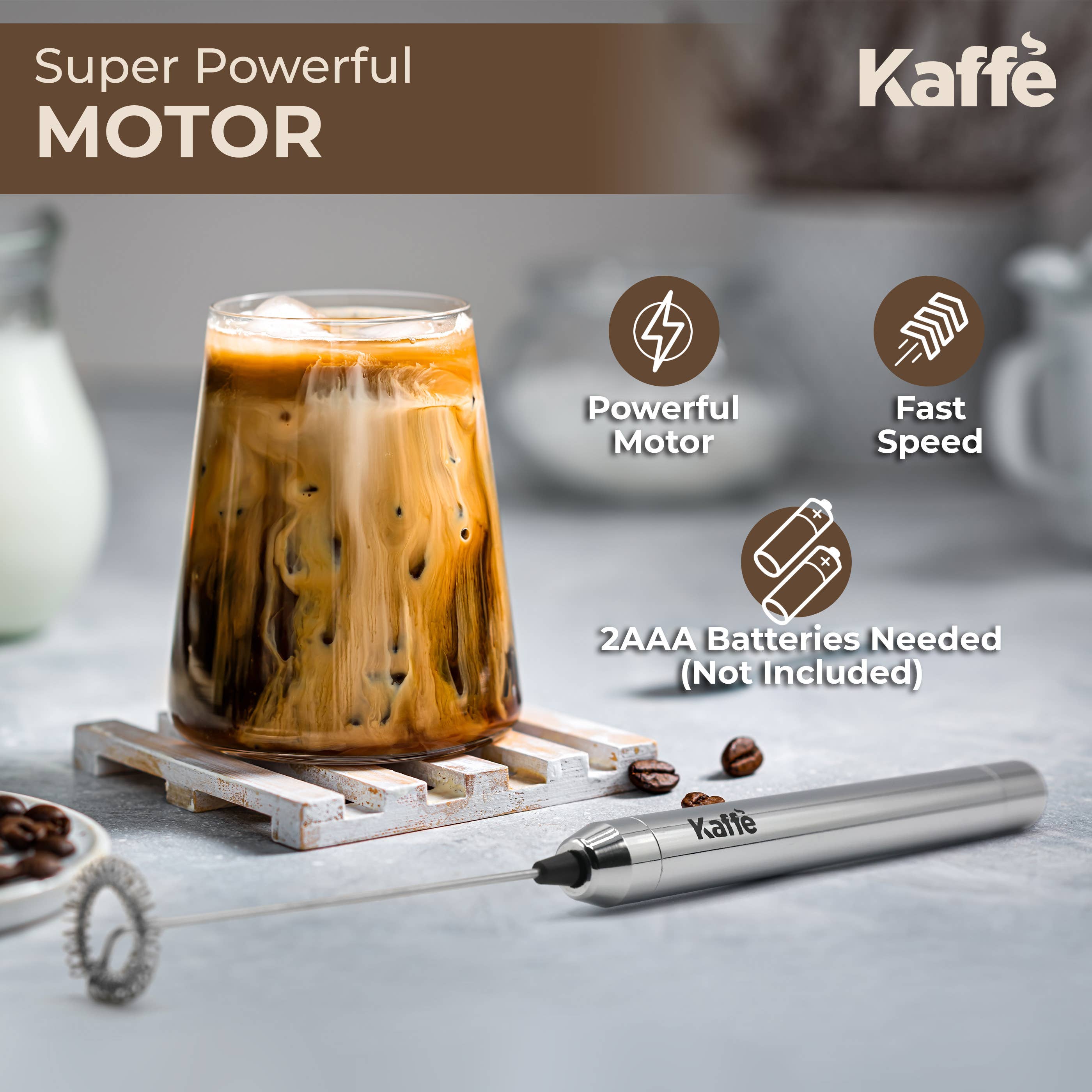 Kaffe – wholesale Kitchen tool/gadget – Kaffe Handheld Milk Frother Stainless Steel No Stand3