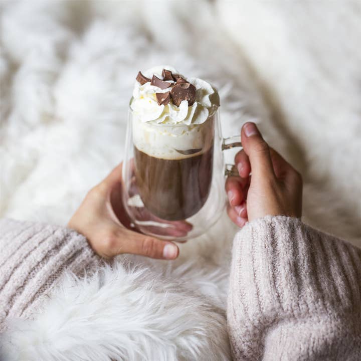 Double Walled 350ml Coffee Glasses with Handles - Set of 2 | for wholesale by Maison & White