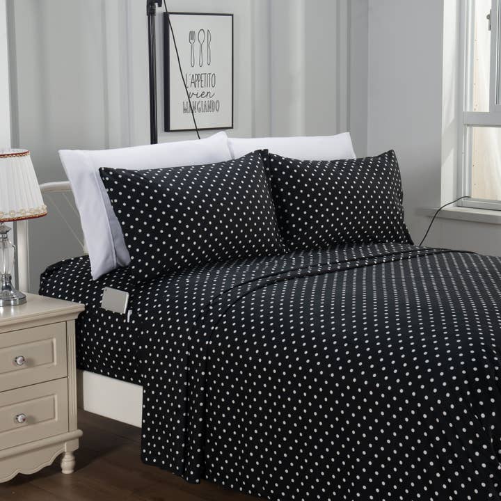 Elegant Comfort - Wholesale Sheet Set - Elegant Comfort 6-Piece Polka Dot Printed Sheet Set - Soft as a Hotel Premium Quality2
