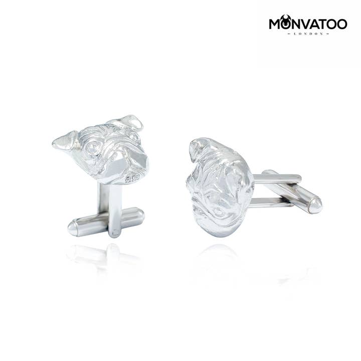 MONVATOO London – wholesale Cufflinks – Rhodium Pug Cufflinks