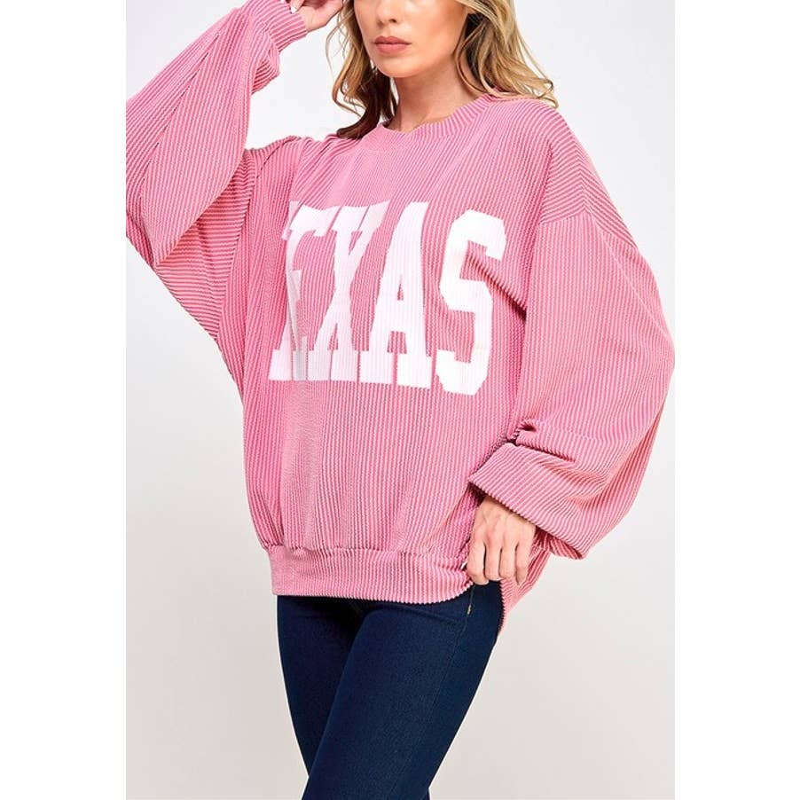 Coloring You - Wholesale Graphic Sweatshirt - Women's - 9078 TEXAS PRINT RIB CORD SWEATSHIRT13