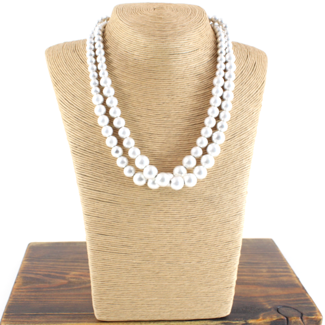 Pretty Persuasions - Wholesale Beaded/Pearl Necklace - N23010 Two Layers Large Bead Necklace0