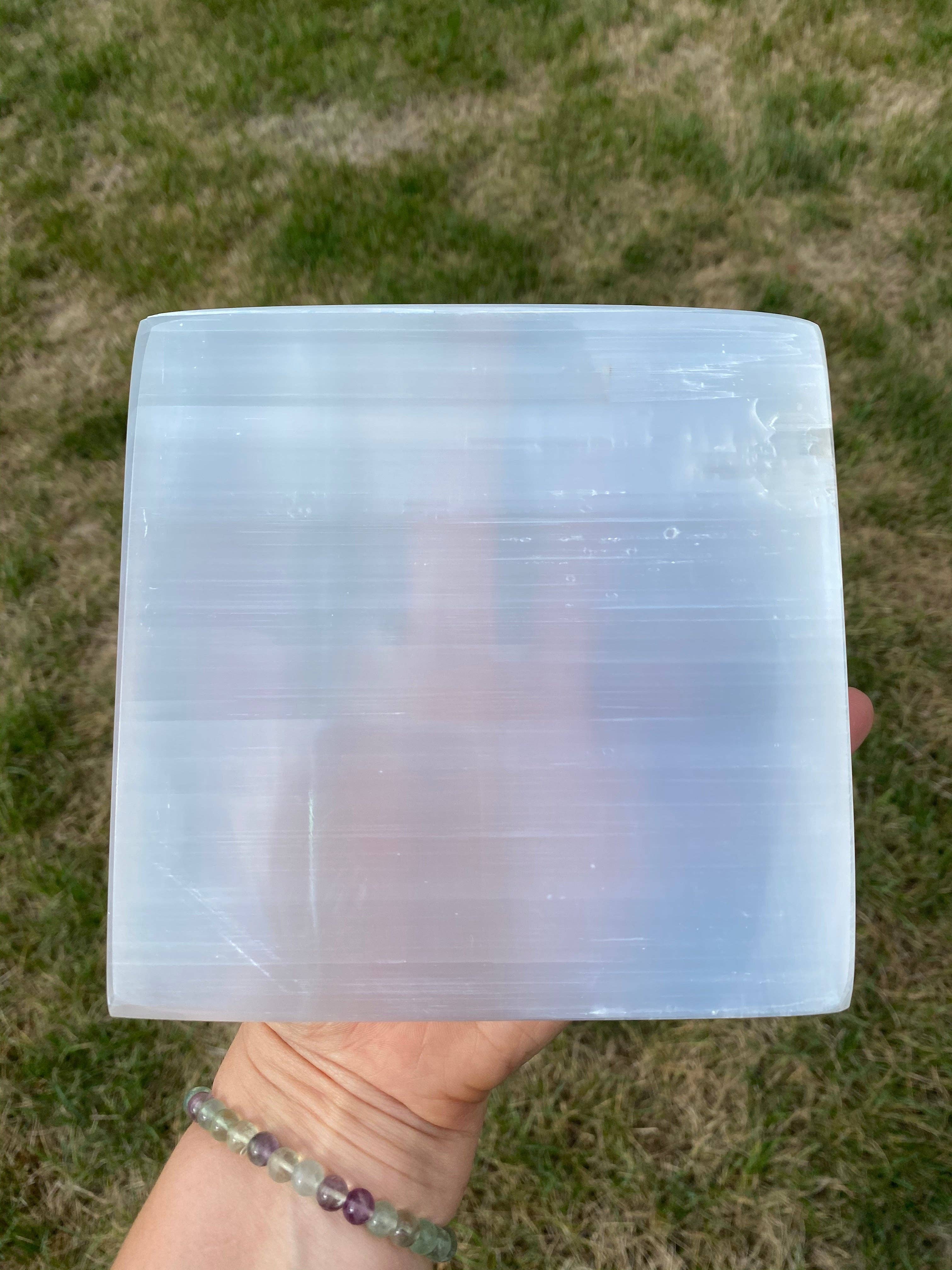 New Moon Beginnings - Wholesale Crystal Charging Plate - Square Selenite Charging Plate (~5.5") Crystal Charging Slab2