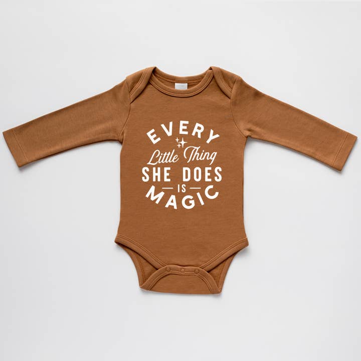 Gladfolk - Wholesale Bodysuit (Non-Footed) - Baby - Camel Organic Every Little Thing She Does Is Magic Bodysuit