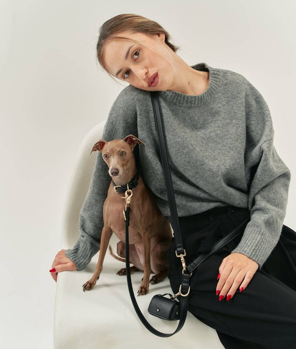 CAFIDE - Wholesale Pet Leash - Dog - Black Vegan Leather Multi-Position Strap, Jala1