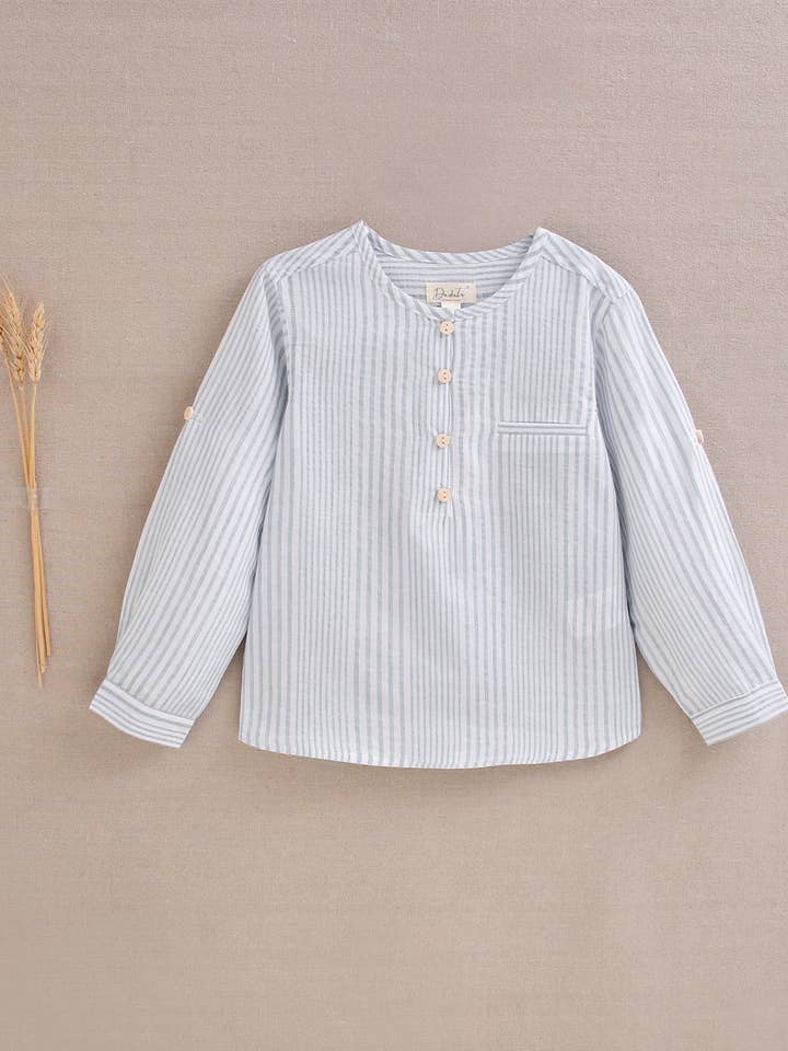 Camicia da bambino a righe blu e bianche per la vendita all'ingrosso da parte di Dadati