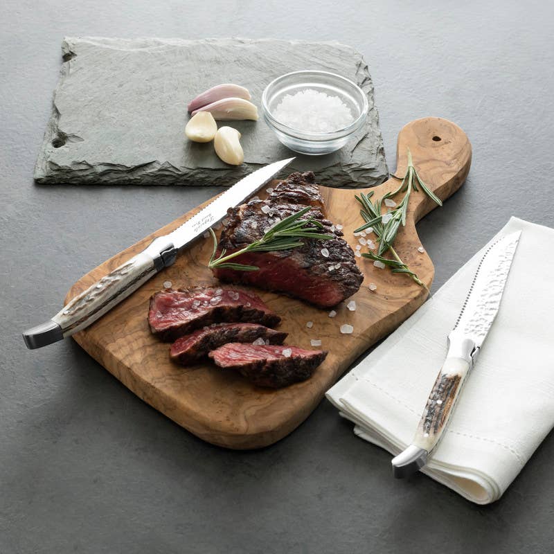 French Home – wholesale Kökskniv – Laguiole Connoisseur BBQ stekknivar med handtag i hjorthorn3