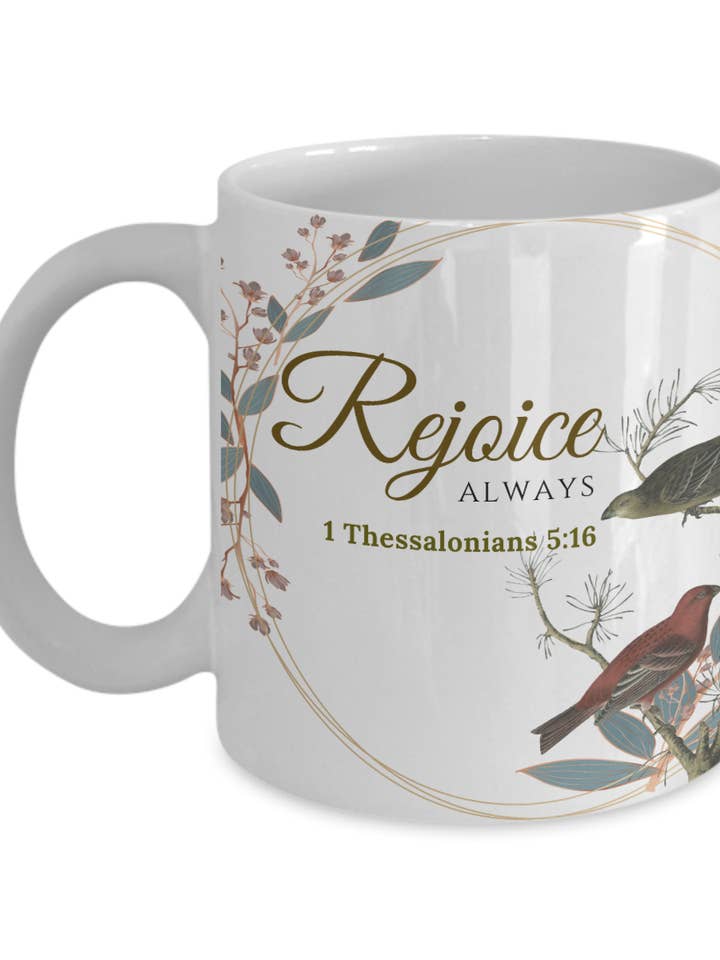 1 tasse à café Thessalonicians 5:16 Scripture pour la vente par Sunday Treasures/ Royally Pampered