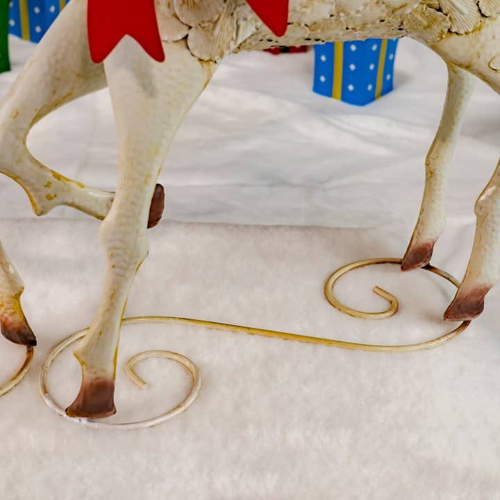 Zaer Ltd. International - Wholesale Christmas Decoration - 48" Tall Large Iron Reindeer with Pinecone Bow3