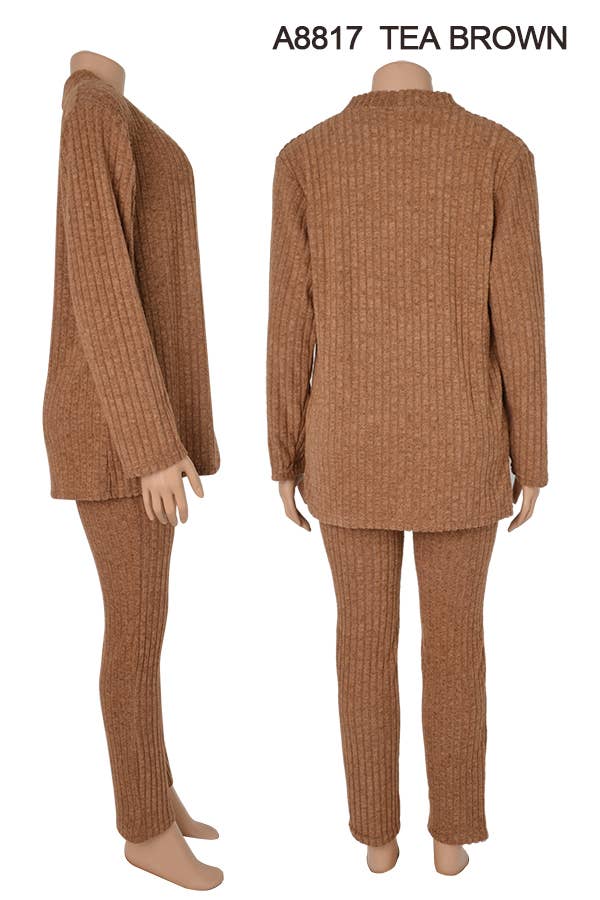 SSImport – Großhandel Loungewear-Set – Damen – A8817 3-TEILIGES SET AUS STRICKJACKE, OBERTEIL, HOSE, VERSCHIEDENE GRÖSSEN, 12ER-SET6