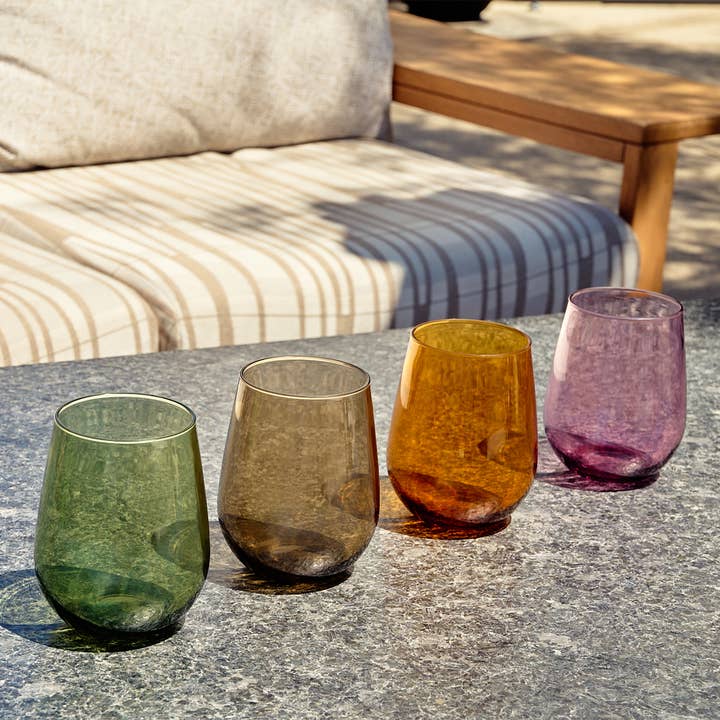 TOSSWARE - Wholesale Wine Glass - RESERVE 16oz Stemless Wine Color Series Tritan™ Copolyester Glass Mixed Set6