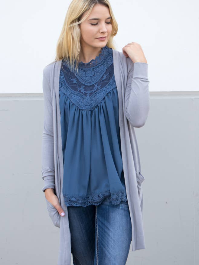 Tickled Teal - Wholesale Cardigan - Women's - Long Pocket Cardigan4