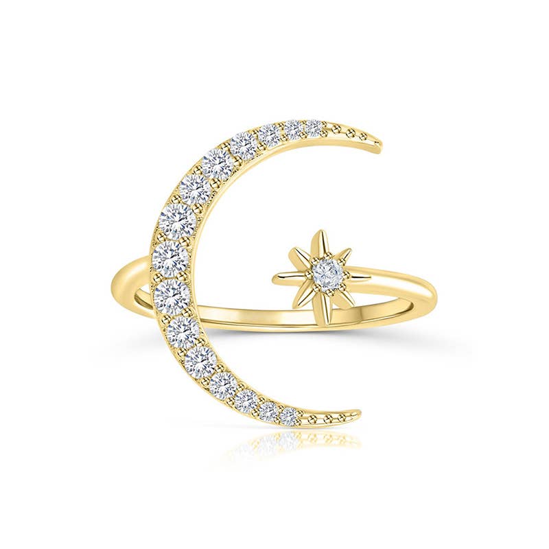 Gioiellin - S925 Silver Jewelry - Wholesale Multi-Stone Ring - 925 Sterling Silver Star Moon Zircon Ring4