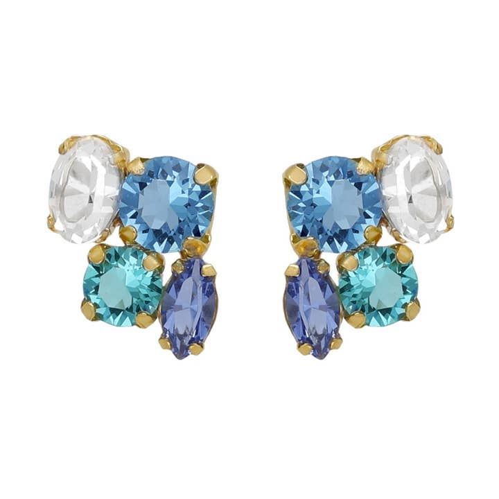 Korte øreringe Lisbon blå krystal i sølv for engroshandel hos Victoria Cruz