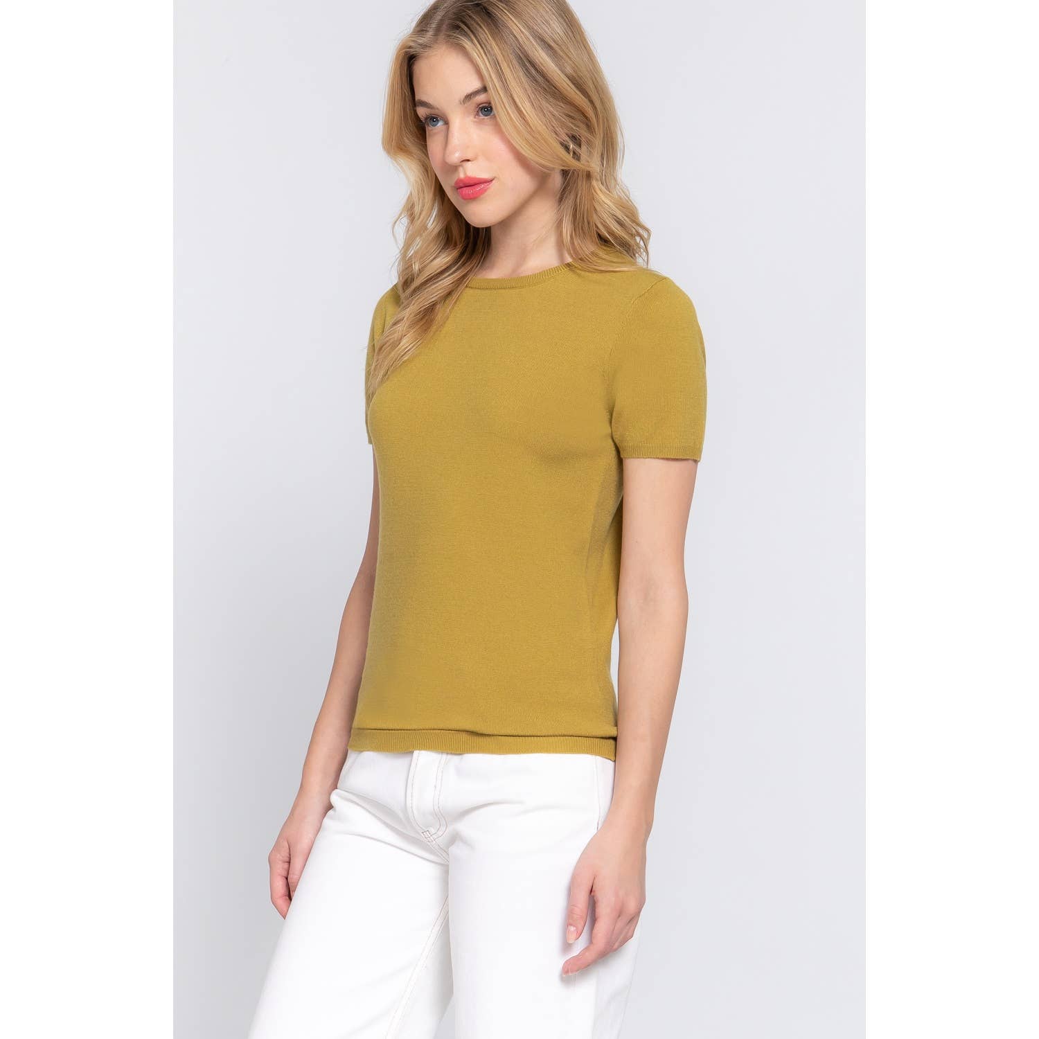 Apolline - Wholesale Knit Sweater - Women's - SHORT SLV ROUND NECK BASIC SPRING SWEATER11