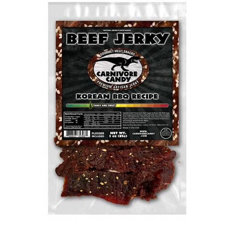 Carnivore Candy 3oz- Korean BBQ Recipe Beef Jerky for wholesale by Fizz and Sweets Wholesale