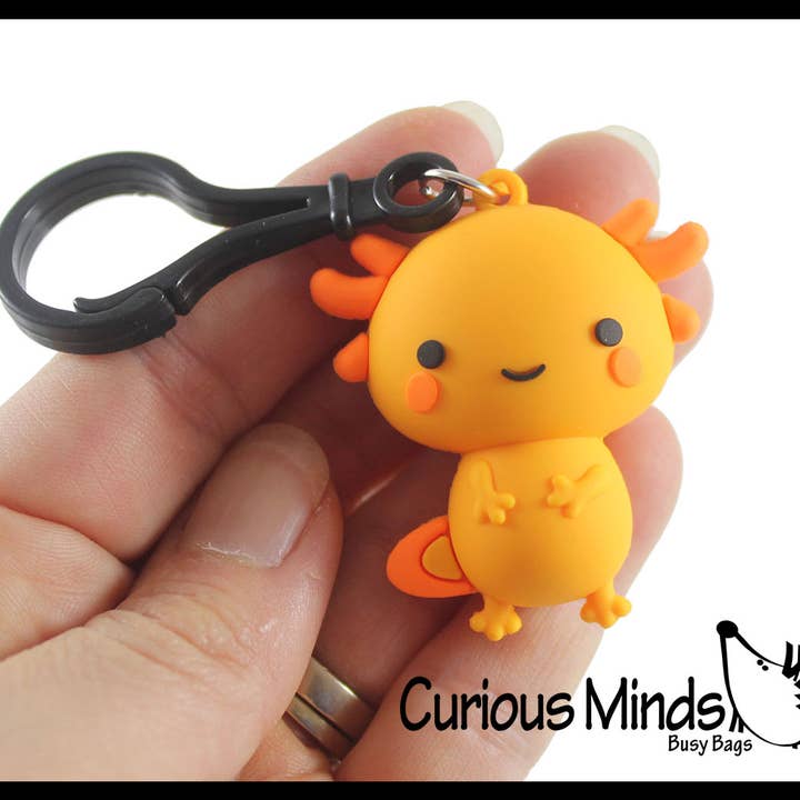 Curious Minds Toys - Wholesale Sleutelhanger - Kinderen - 1 Axolotl-accessoire - klein op clip voor sleutelhanger, rugzak