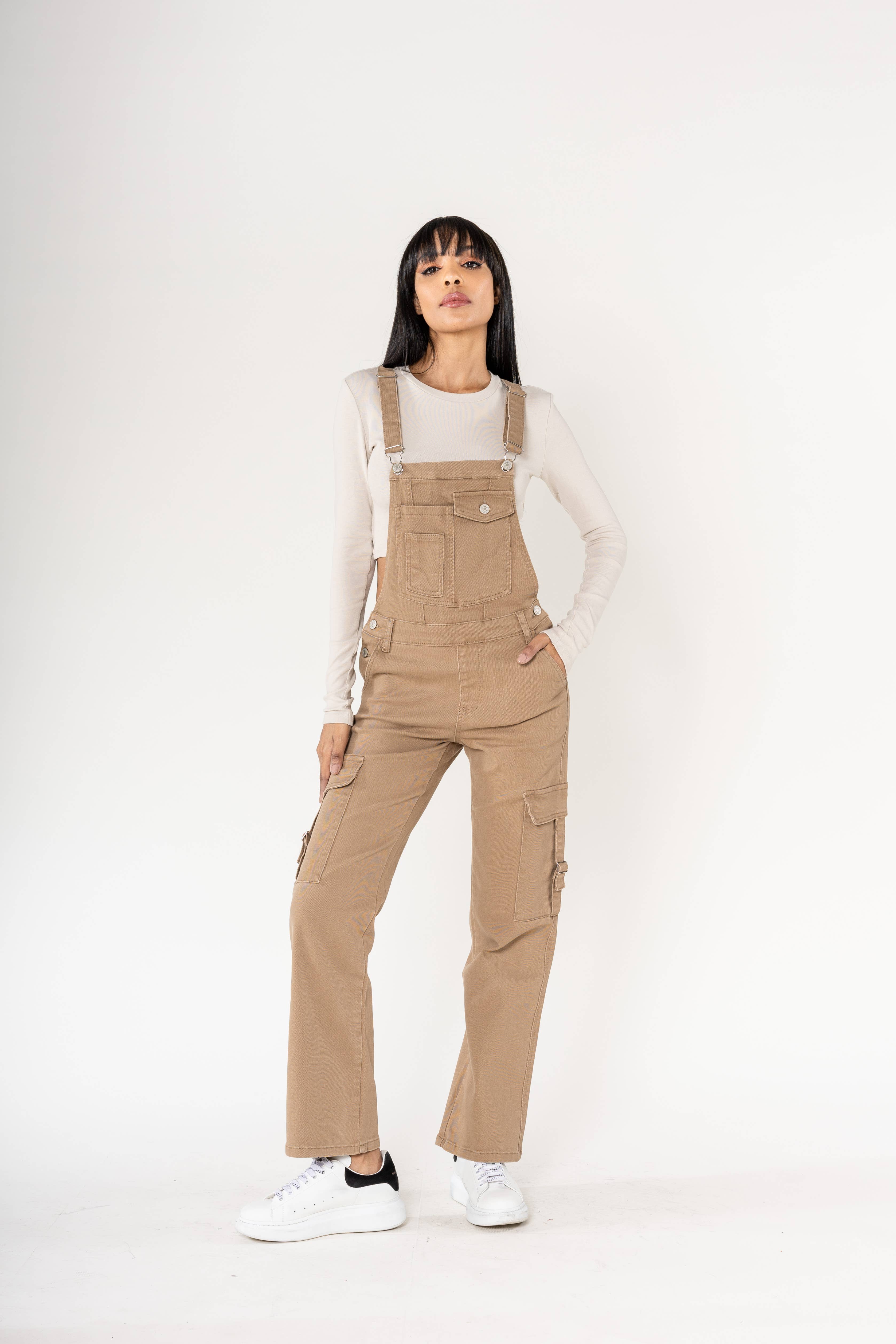 Nina Carter - Wholesale Overalls - Women's - Nina Carter Cargo Denim Stretch Denim Overalls S5605
