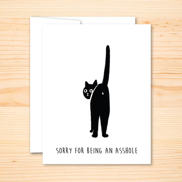 Miss Johnny Squirrel - Wholesale I'm Sorry Card - Cat Apology Card, Sorry For Being an Ahole0