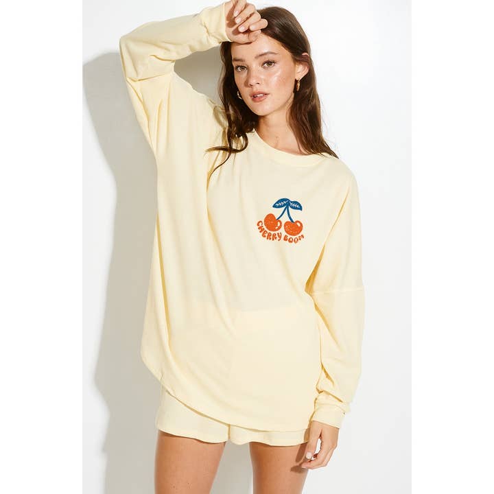 Cherry SS print lounge short pants set for wholesale by Phil Love