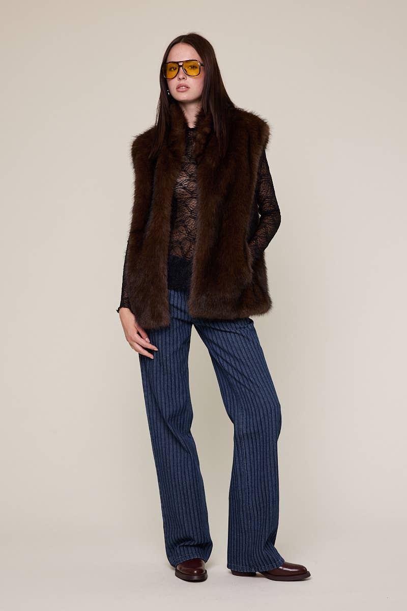 Sky to Moon - Wholesale Outerwear Vest - Women's - BROWN SOLID COLOR SLEEVELESS CASUAL FAUX FUR VEST10