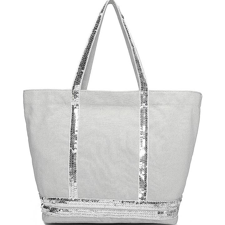 Ellas Trading – wholesale Tote bag – Women's – Sequin Embellish Spacious Canvas Tote Shoulder Bag