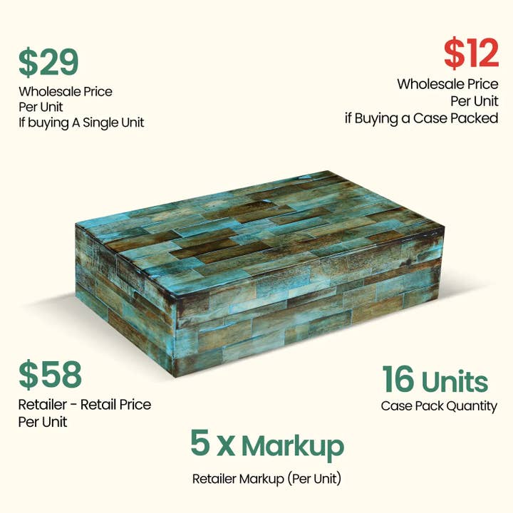 Muqeem & Brothers - Wholesale Decorative Box - Decorative Box Verdegris, Pack of 161