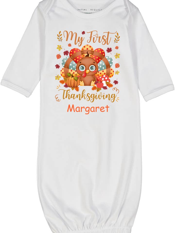 My First Thanksgiving Polka Dot Turkey Gown 2 for wholesale by Initial Request