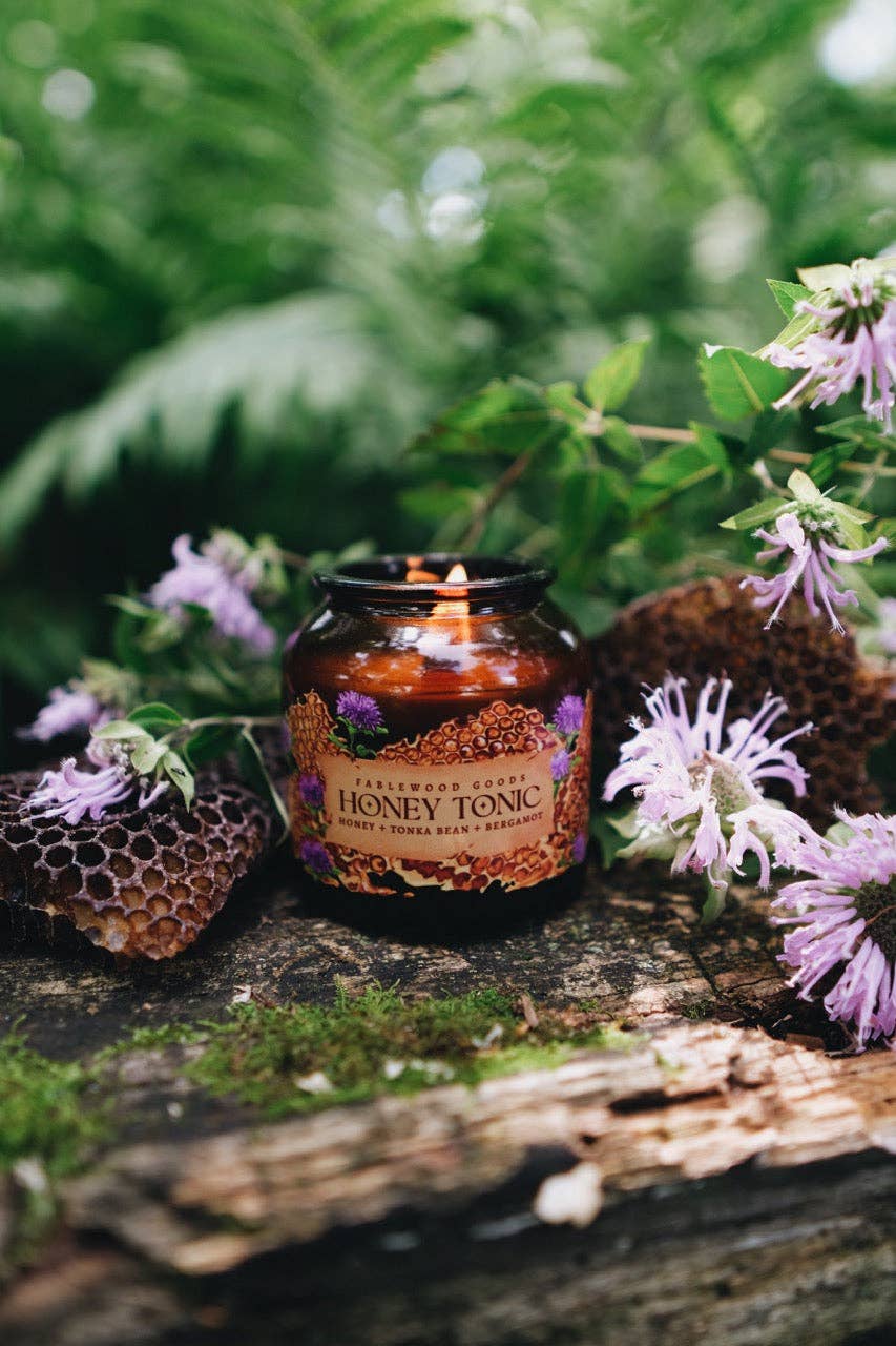 Fablewood Goods - Wholesale Jar/Filled Candle - Honey Tonic | 8oz Apothecary Soy Candle | Wild Beragmot, Honey and Tonka4