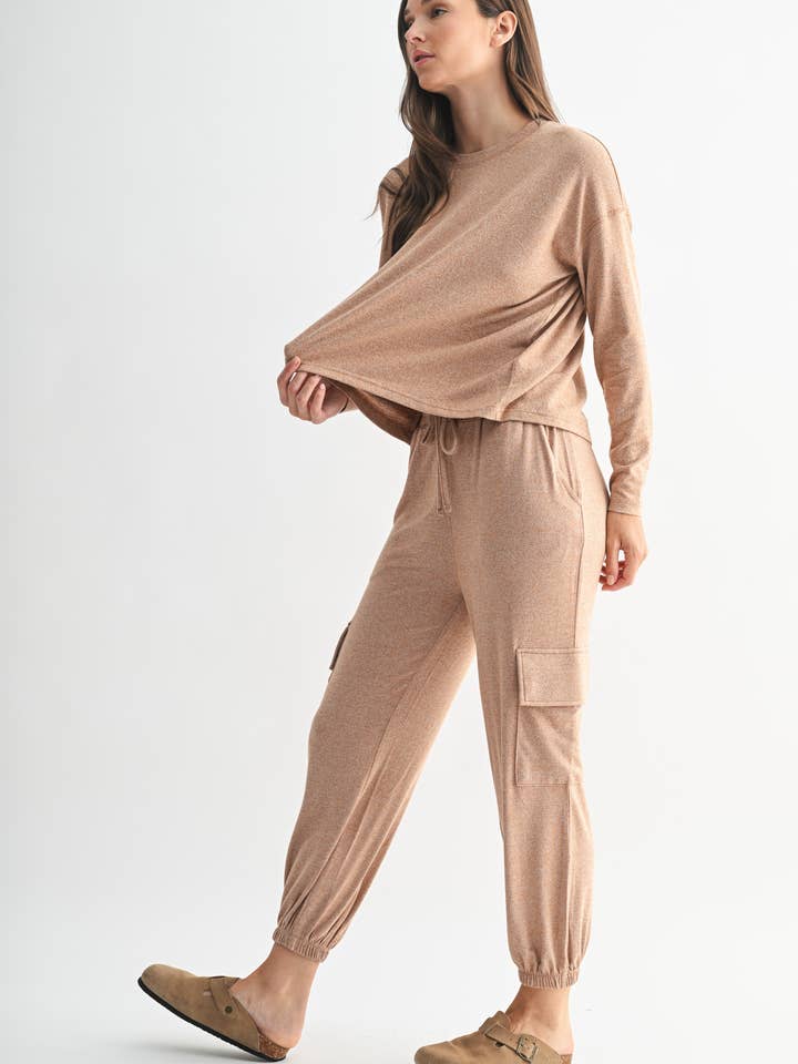 Mono B - Wholesale Lounge Top - Women's - Brushed Hacci Lounge Back Pleat Long Sleeve11