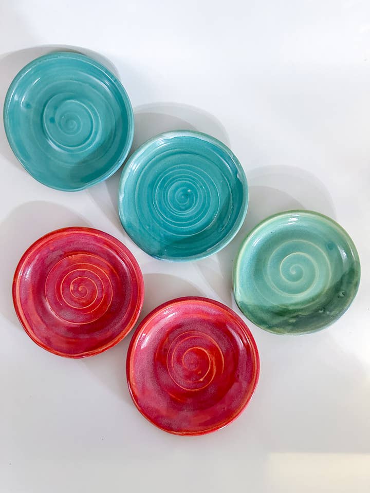 Stoneware Spoon Rest - Vibrant Glaze - Pottery Ceramic for wholesale by Van Isle Clayworks