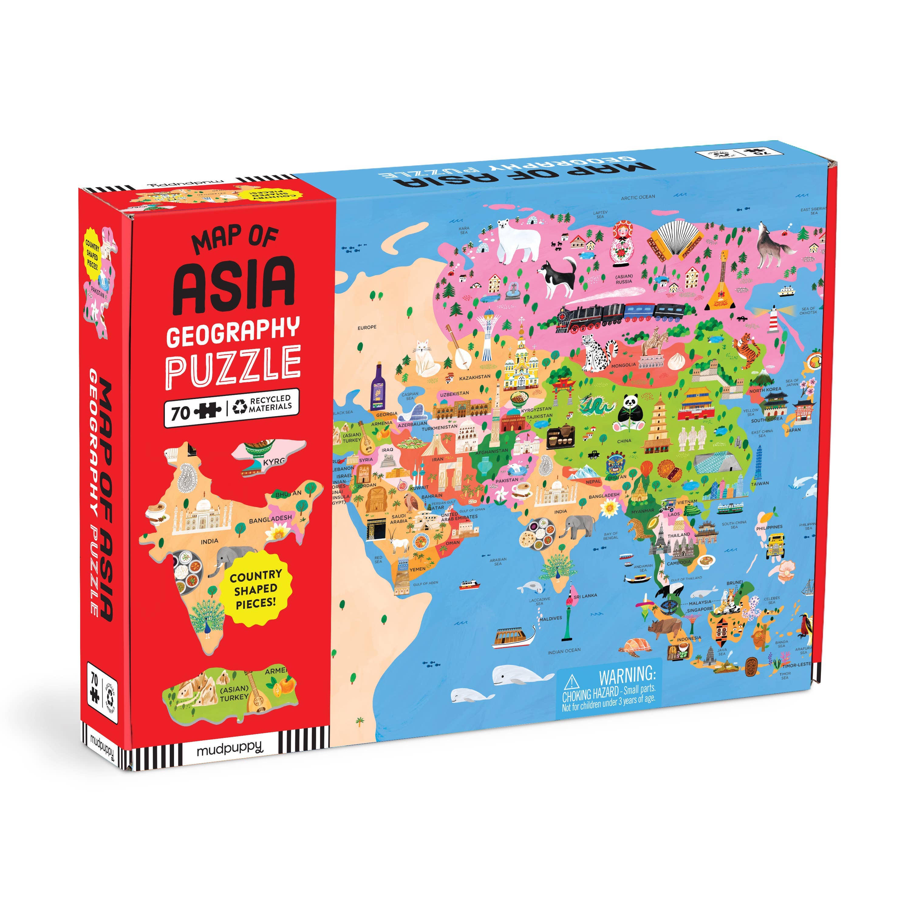 Chronicle Books - Wholesale Puzzle - Kids - Map of Asia 70 Piece Geography Puzzle0