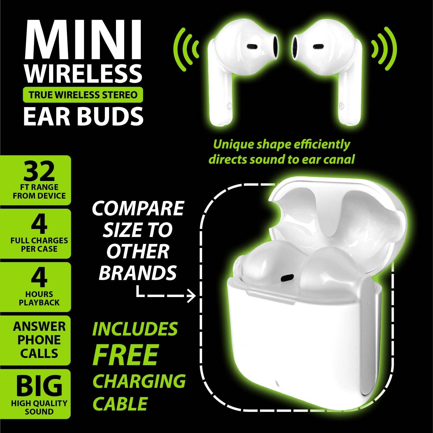 Novelty Brands - Wholesale Retailer Display - Accessories - Gadget Gear Wireless Mini Earbuds with Case - 6/Display1