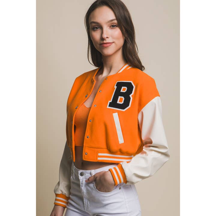 Varsity Jacket With Snap Button Closure for wholesale by Apolline