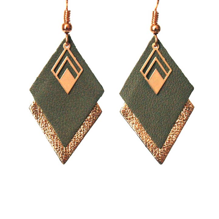 Boucles d’oreilles graphiques en cuir LYA pour la vente par "By Nat M."