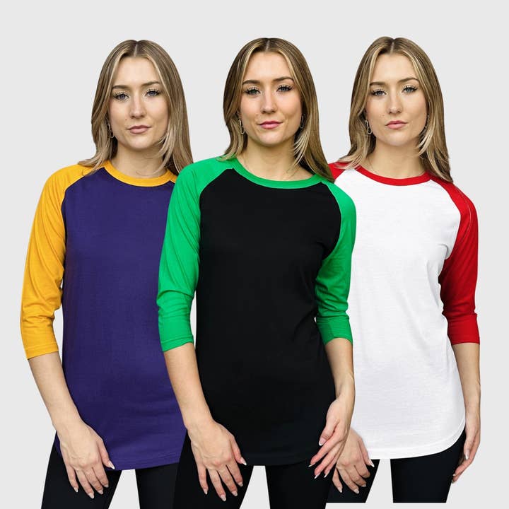 Adult 3/4 Sleeve Raglan Baseball T-Shirt - 35+ Colors for wholesale by ILTEX Apparel